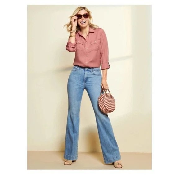 Talbots Denim - Talbots Dark Wash Flawless Five Pocket Flare Jeans Sz 2